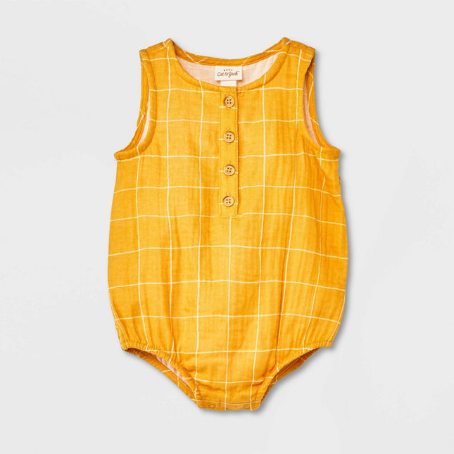 Baby Sun Gauze Tank Henley Romper - Cat & Jack™ Yellow 18M