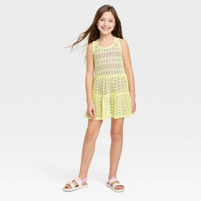 Girls' Solid Crochet Swimsuit Cover Up Dress - Cat & Jack™ Yellow XS