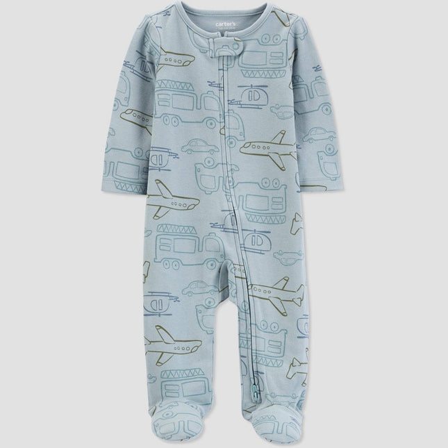 Carter's Just One You®️ Baby Boys' Transportation Footed Pajama - Blue Newborn