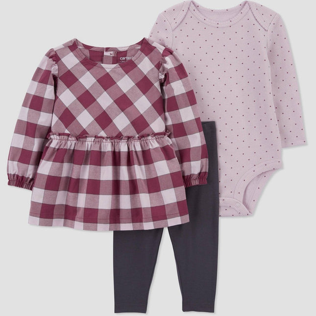 Carter's Just One You® Baby Girls' Gingham Top & Bottom Set - Purple 12M