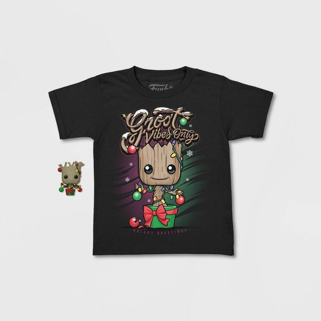 Kids' Marvel Guardians of the Galaxy Groot Holiday Short Sleeve Graphic T-Shirt - Black L