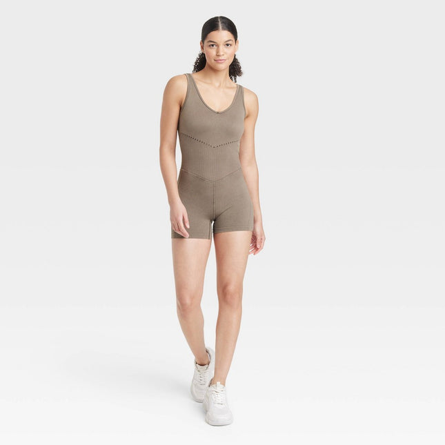 Women's Seamless Short Active Bodysuit - JoyLab™ Taupe M