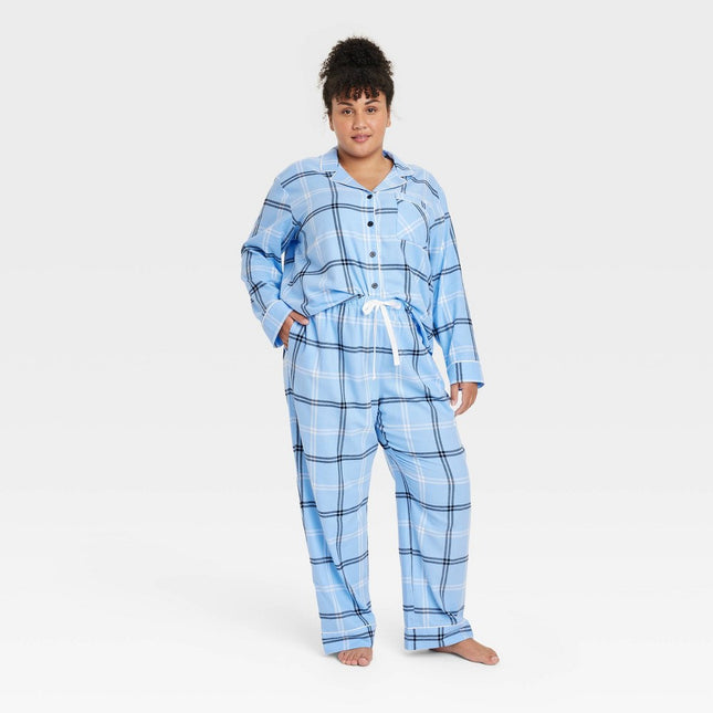 Women's Plaid Flannel Matching Family Pajama Set - Wondershop™ Blue 2X