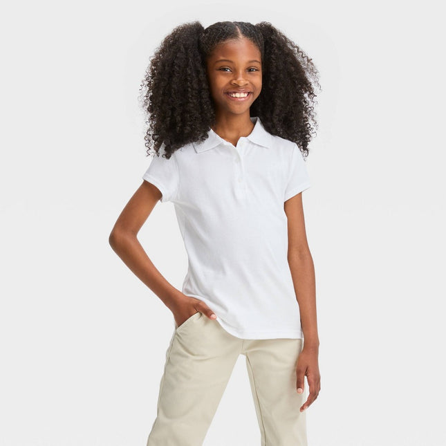 Girls' Jersey Short Sleeve Polo T-Shirt - Cat & Jack™ White XL