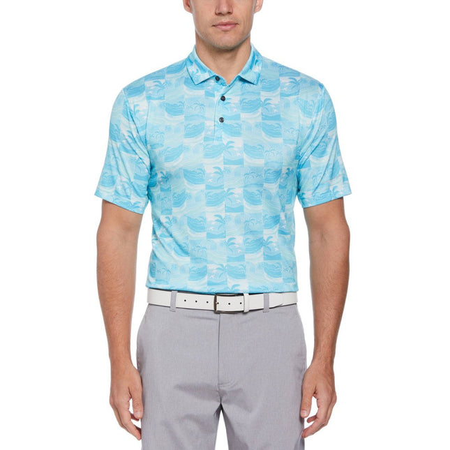 Jack Nicklaus Men's Printed Polo Shirt - Limpet Shell Blue S