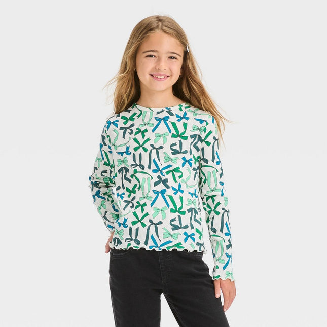 Girls' Long Sleeve Ribbed T-Shirt - Cat & Jack™ Green M