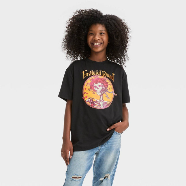 Girls' Short Sleeve 'Grateful Dead' Oversized Graphic T-Shirt - art class™ Black XL