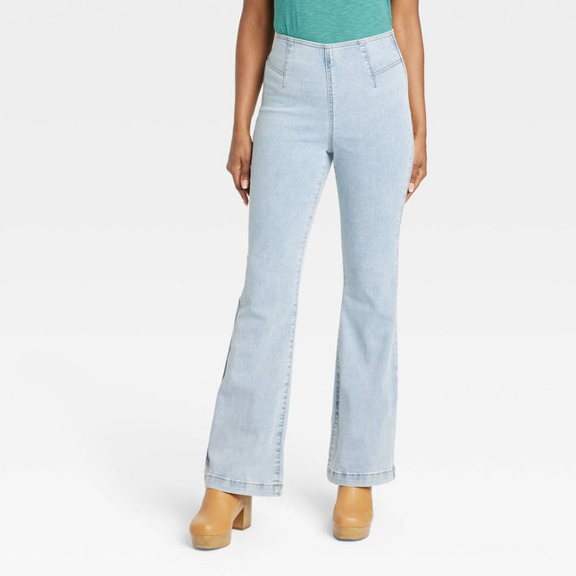 Women's Relaxed Fit Pull-On Flare Jeans - Knox Rose™ Light Blue 8
