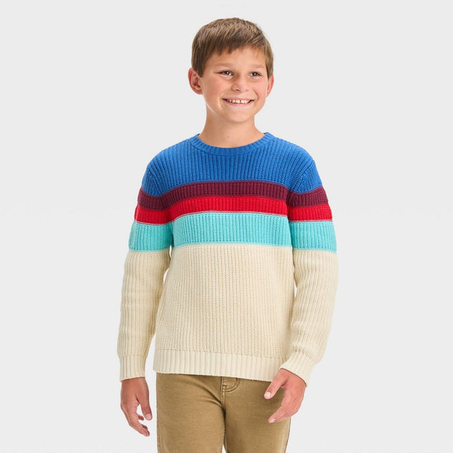 Boys' Colorblock Pullover Sweater - Cat & Jack™ Blue L