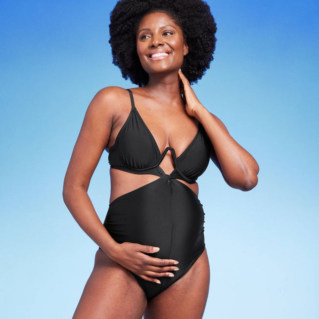 Underwire Twist-Front One Piece Maternity Swimsuit - Isabel Maternity by Ingrid & Isabel™ Black M