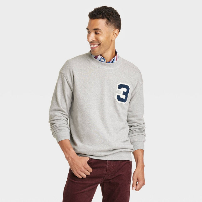 Men's Relaxed Fit Crewneck Pullover Sweatshirt - Goodfellow & Co™ Heathered Gray M