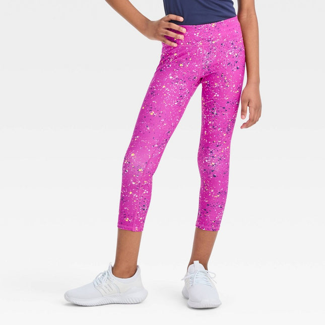 Girls' Core Cropped Leggings - All in Motion™ Vibrant Pink L
