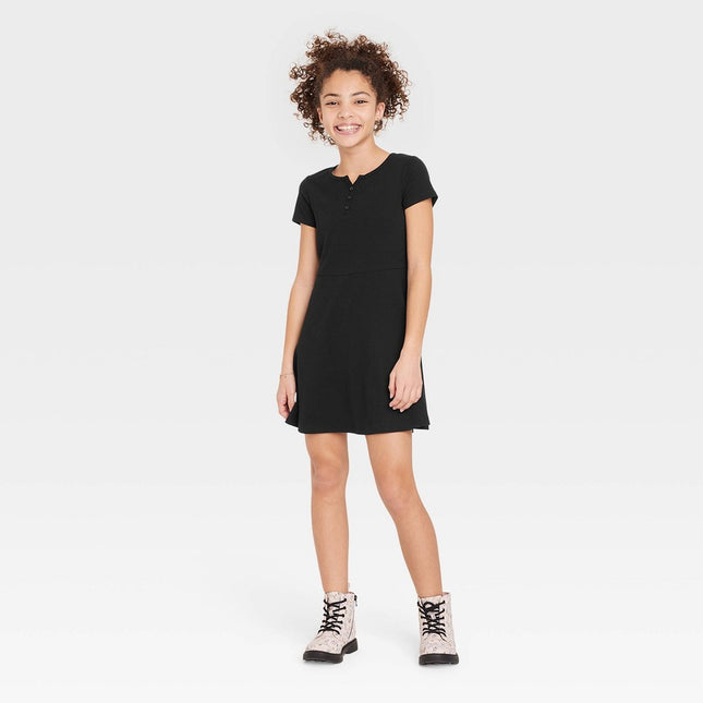 Girls' Henley Skater Knit Dress - art class™ Black XL