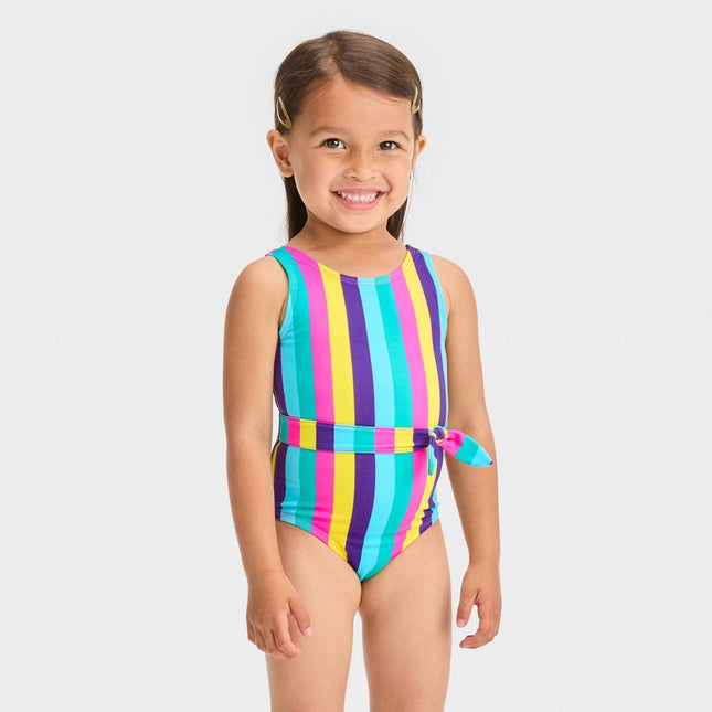 Toddler Girls' Striped Belted One Piece Swimsuit - Cat & Jack™ 3T