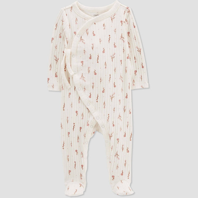 Carter's Just One You®️ Baby Girls' Floral Jumpsuit - Oatmeal Heather 3M
