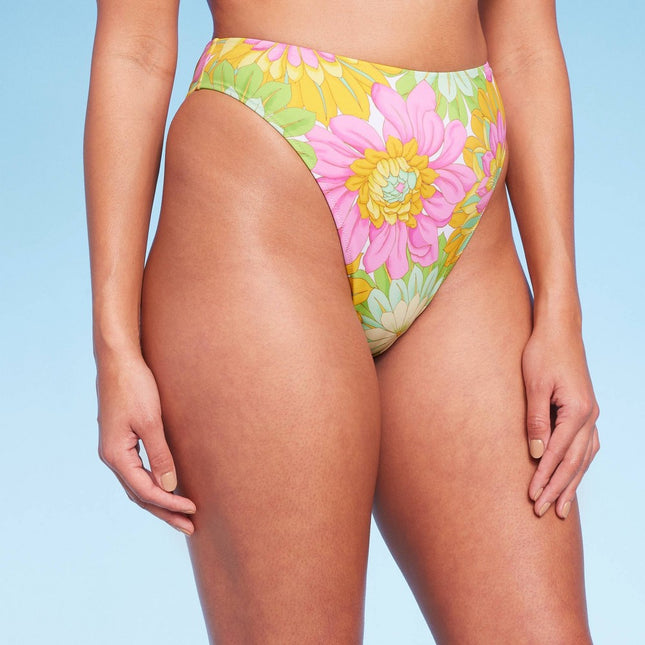 Women's High Waist Extra High Leg Cheeky Bikini Bottom - Shade & Shore™ Multi Floral Print XL