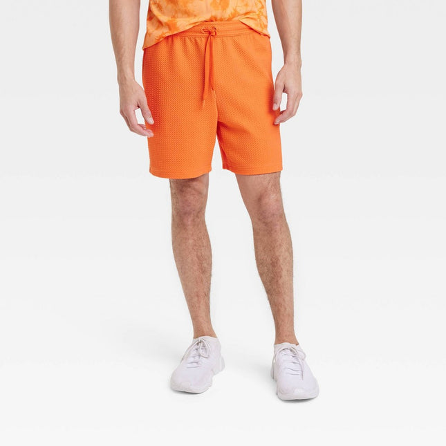 Men's Textured Fleece Shorts 7" - All in Motion™ Orange S