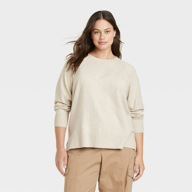 Women's Crewneck Pullover Sweater - Ava & Viv™ Oatmeal XXL