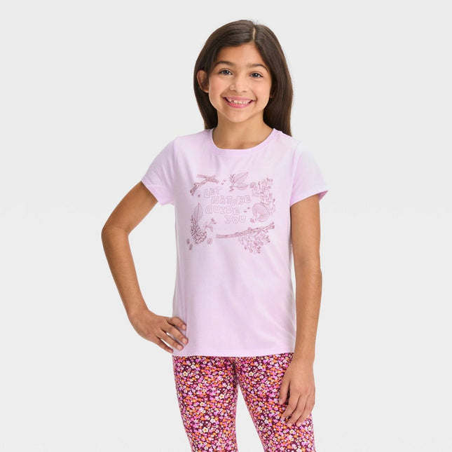 Girls' Short Sleeve Graphic T-Shirt - Cat & Jack™ Light Purple L