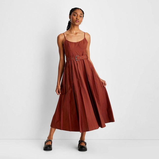 Women's Strappy Pleated Midi Dress - Future Collective™ with Reese Blutstein Red 0