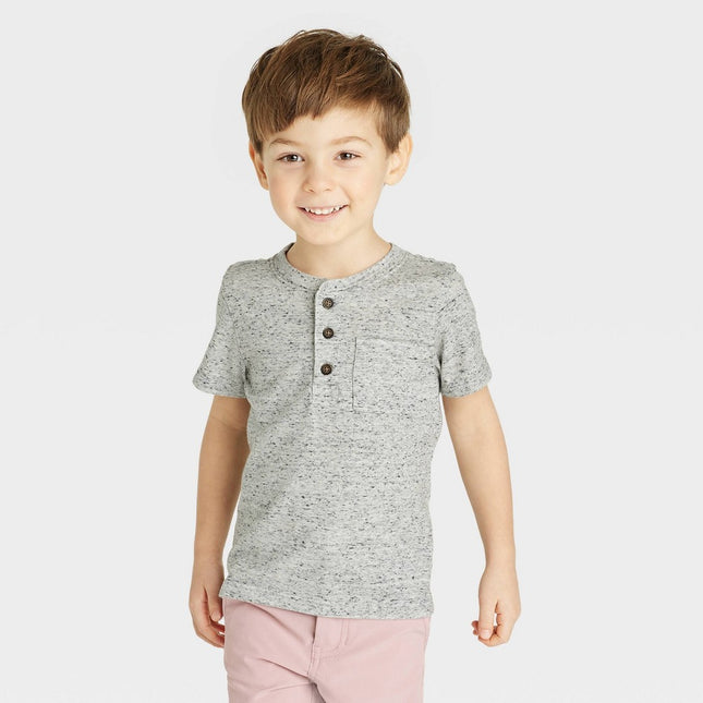 Toddler Boys' Short Sleeve Henley T-Shirt - Cat & Jack™ Heather Gray 4T