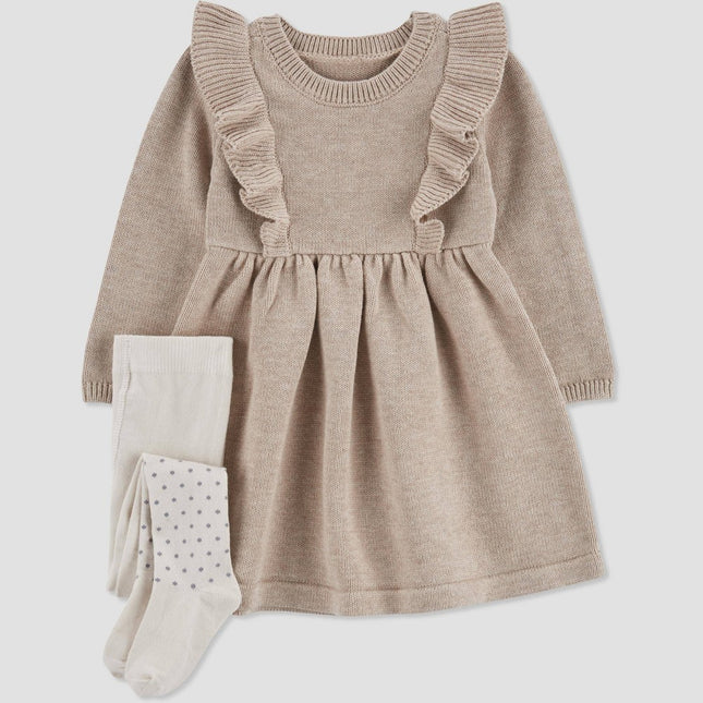 Carter's Just One You®️ Baby Girls' Cozy Heather Dress with Tights Set - 18M