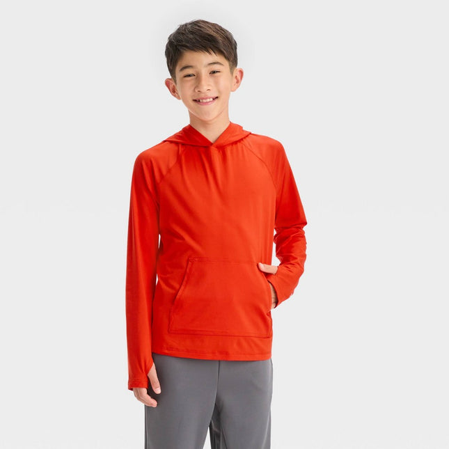 Boys' Soft Stretch Hooded Sweatshirt - All In Motion™ Red Orange XS