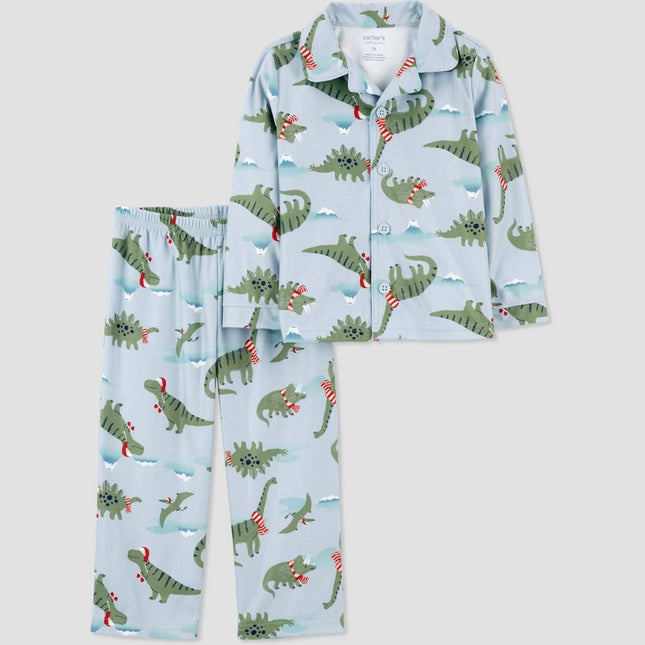 Carter's Just One You® Toddler Boys' Festive Dino Pajama Set - Green/Blue 18M