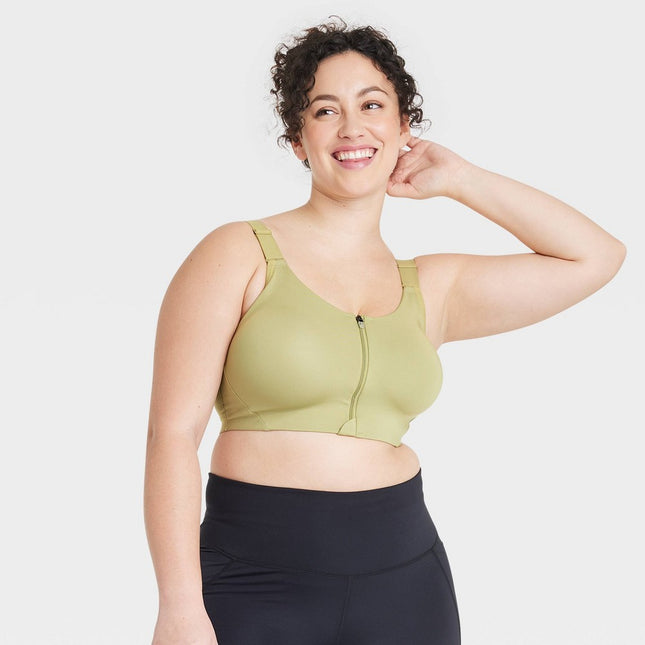 Women’s High Support Sculpt Zip Front Bra - All in Motion™ Olive Green 36B