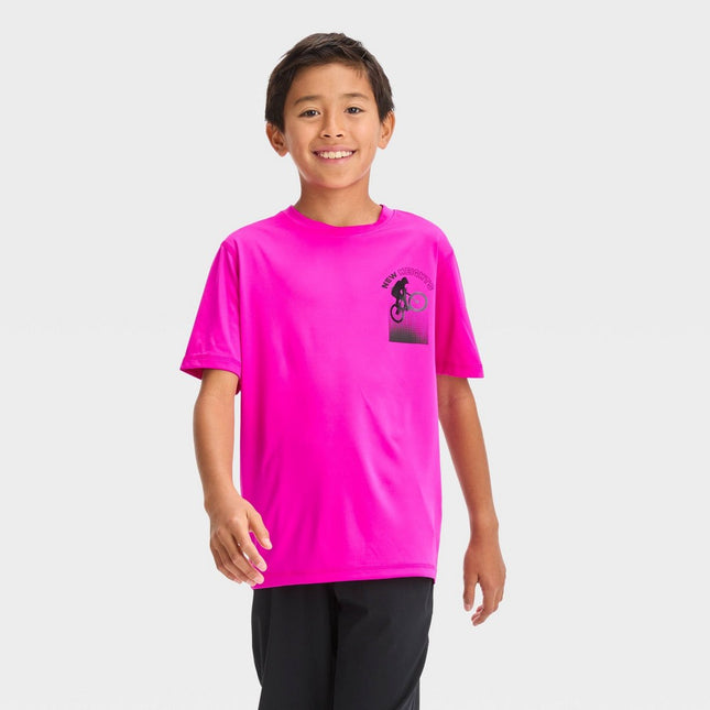 Boys' Short Sleeve 'Bike' Graphic T-Shirt - All in Motion™ Pink XS