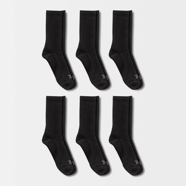 Men's Active Crew Socks 6pk - All In Motion™ Black 6-12