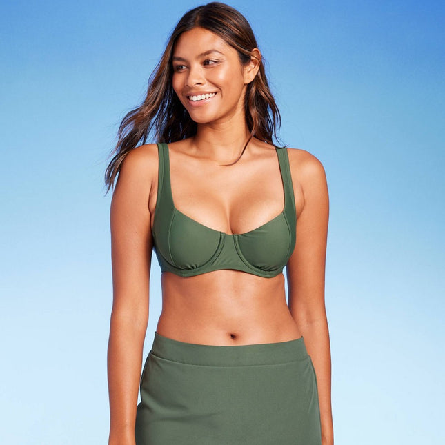 Women's Seamed Underwire Bikini Top - Kona Sol™ Olive Green M